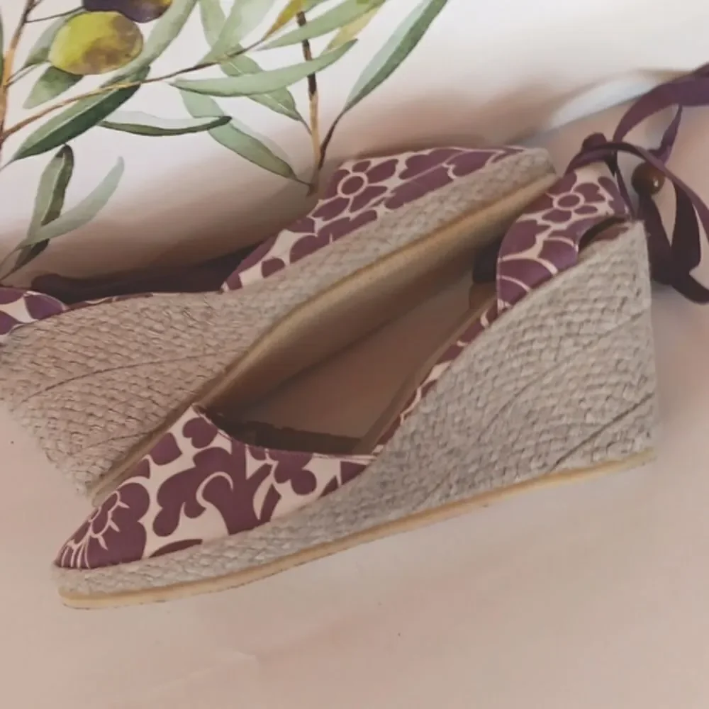 Boden Fabric Floral Wedge Espadrilles
